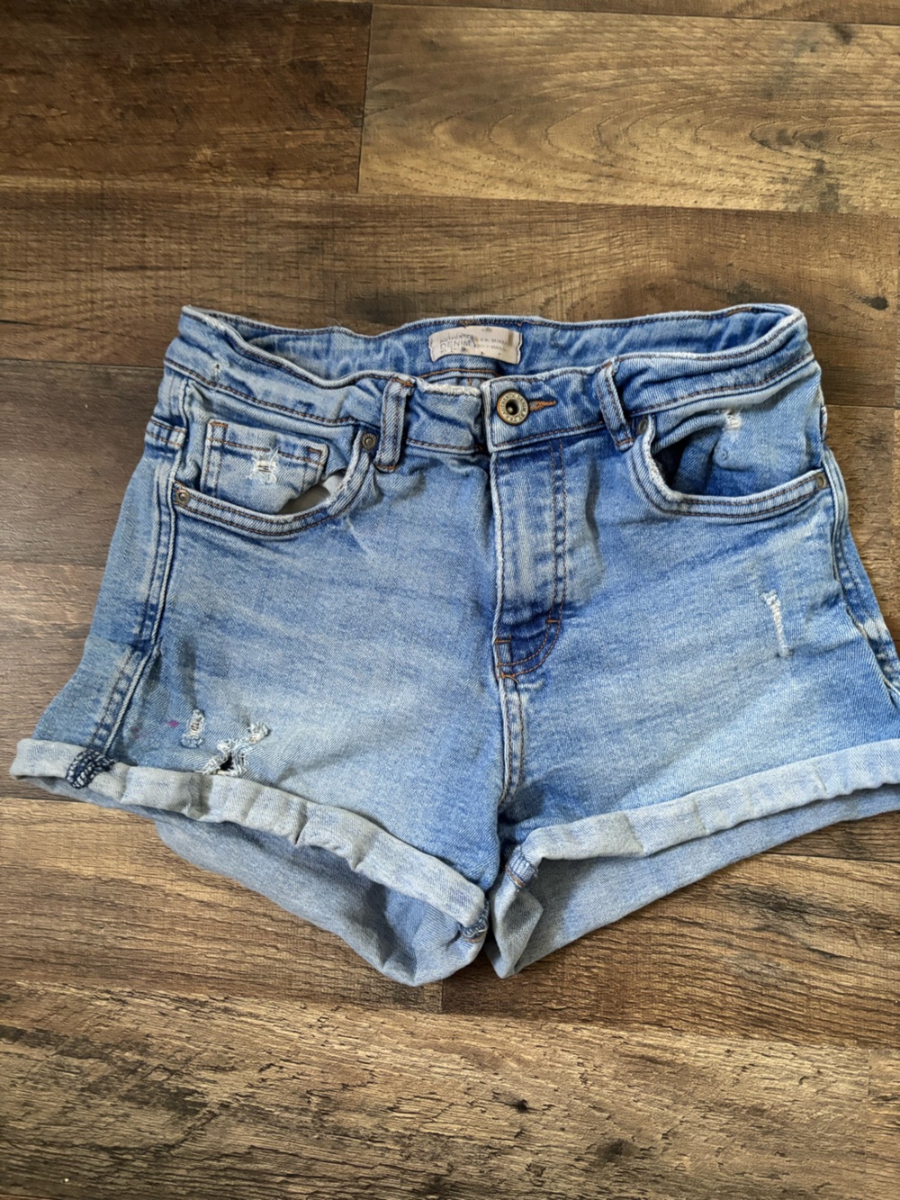 Zara Light Blue Denim Women’s Shorts - Rolled Hem